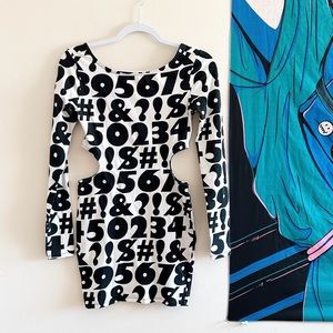 B&W Play By Numbers Forever 21 Cutout Mini Dress // Size S